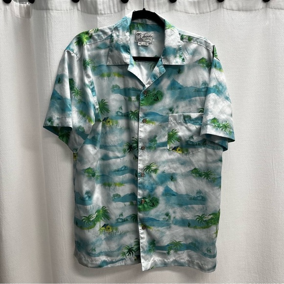 Trunks surf & Swim Co. mens palm Tree print Hawaiian Shirt Large - Picture 1 of 8